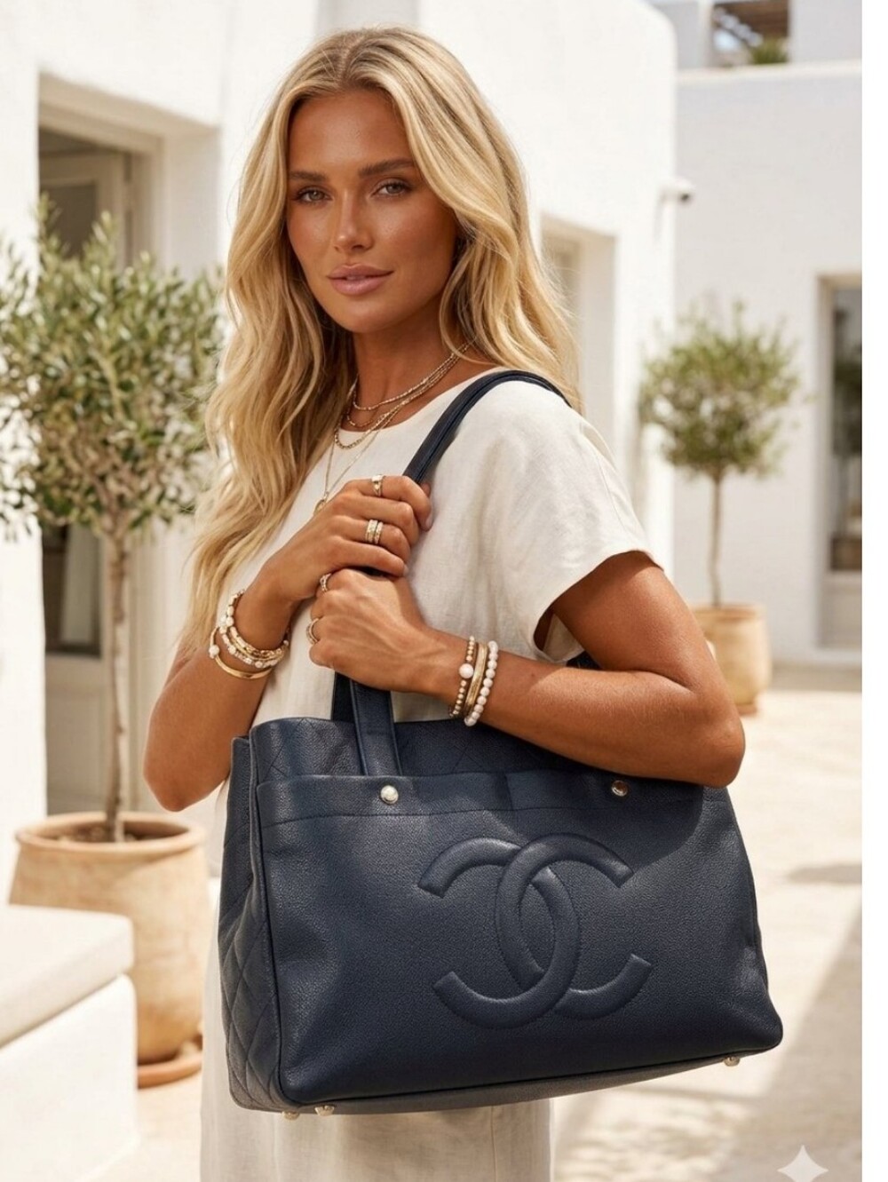 Chanel Ultimate Executive Caviar Tote Bag Cerf Navy Blue CC Jumbo - Picture 15 of 15